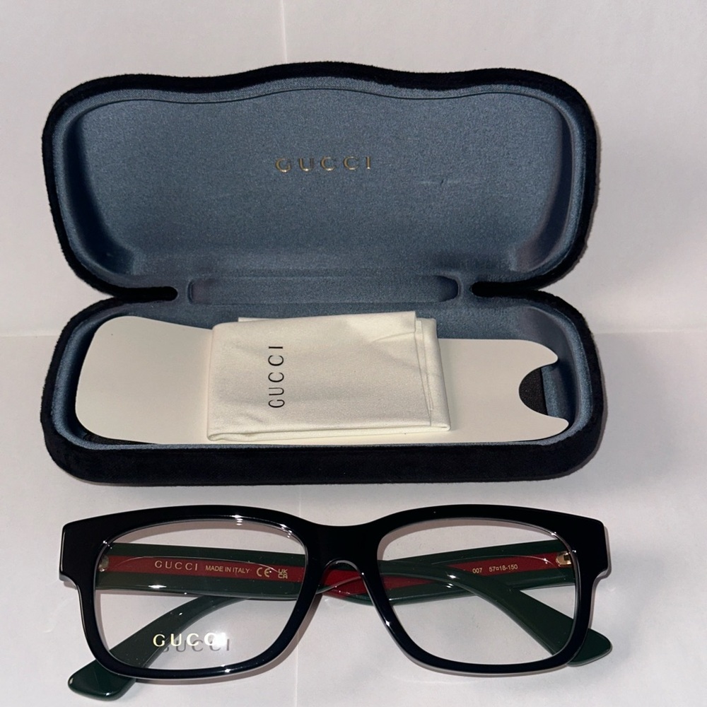 New Gucci GG 0343O Black and Green Men's Eyeglasses